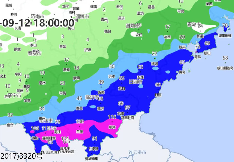 实际降雨情况，山东本轮最大雨量178毫米