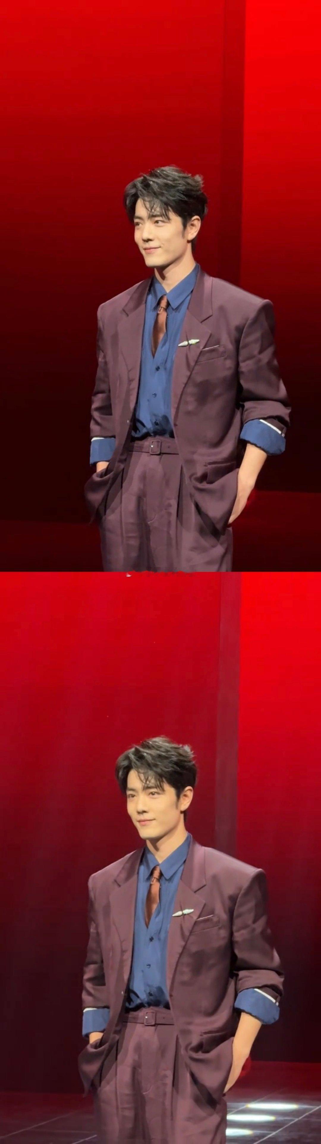 肖战微博之夜红毯生图状态还没出来的时候就登世趋了，他穿YSL太有腔调了。 