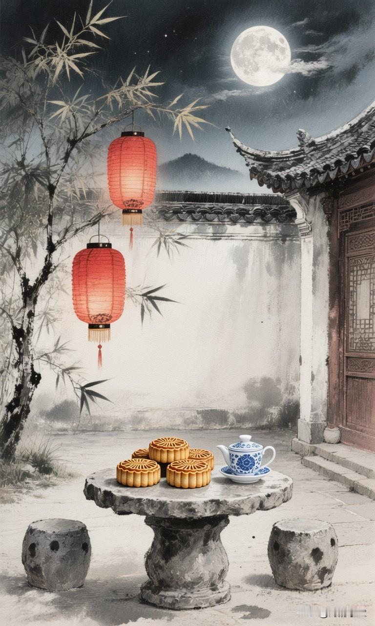 当银辉轻抚千年屋檐，洒落一地思念。镜头里的这轮圆月，不只是夜空的印章，更是人间的