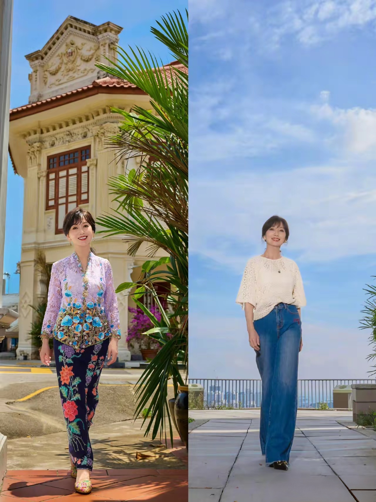 赵雅芝这两身衣服都好看，可一对比就见分晓：左边的显老气，一看就像老太太；右边的则