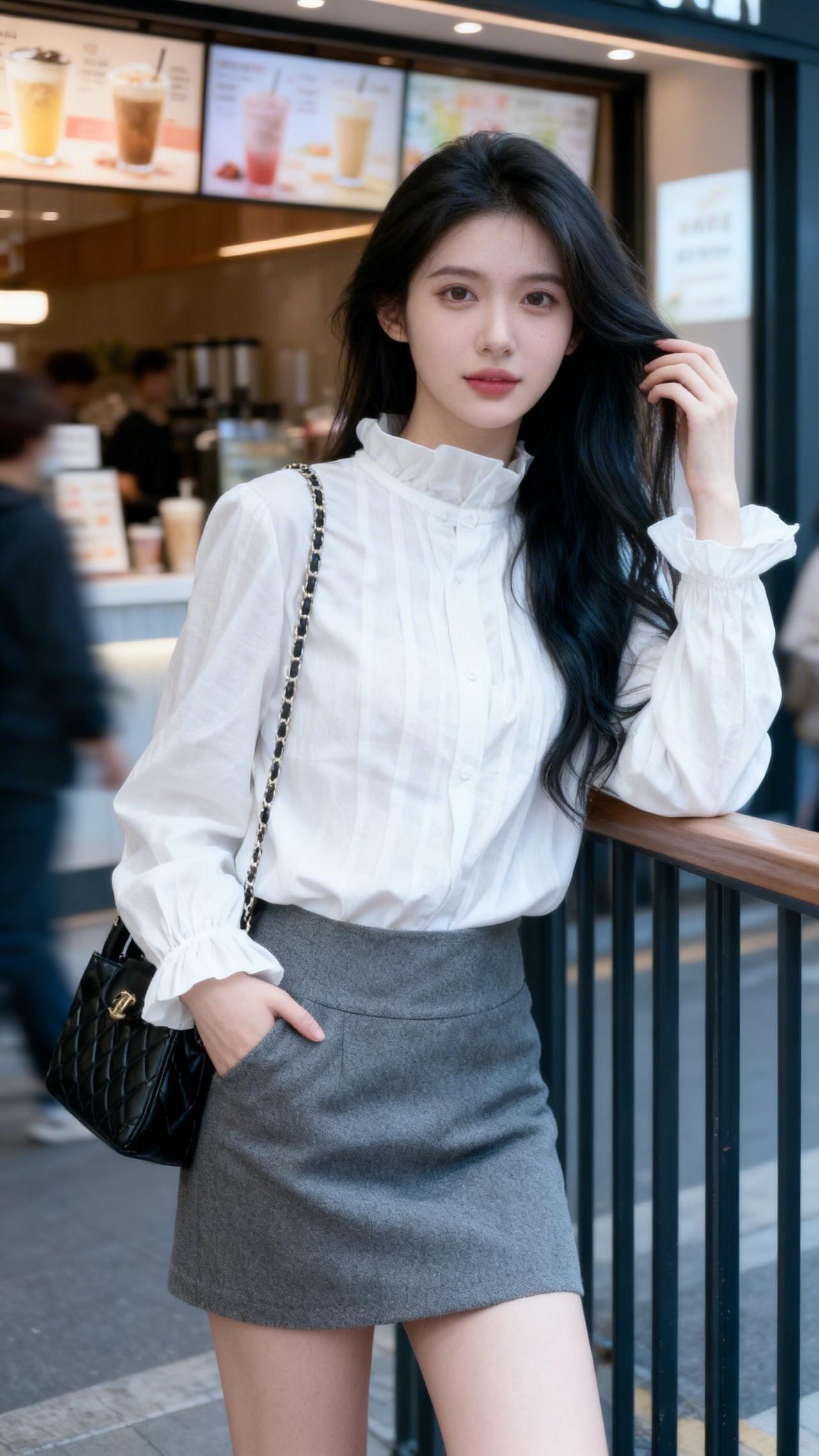 韩风穿搭 温柔穿搭 短裙穿搭 白色衬衫搭配短裙 衬衫控