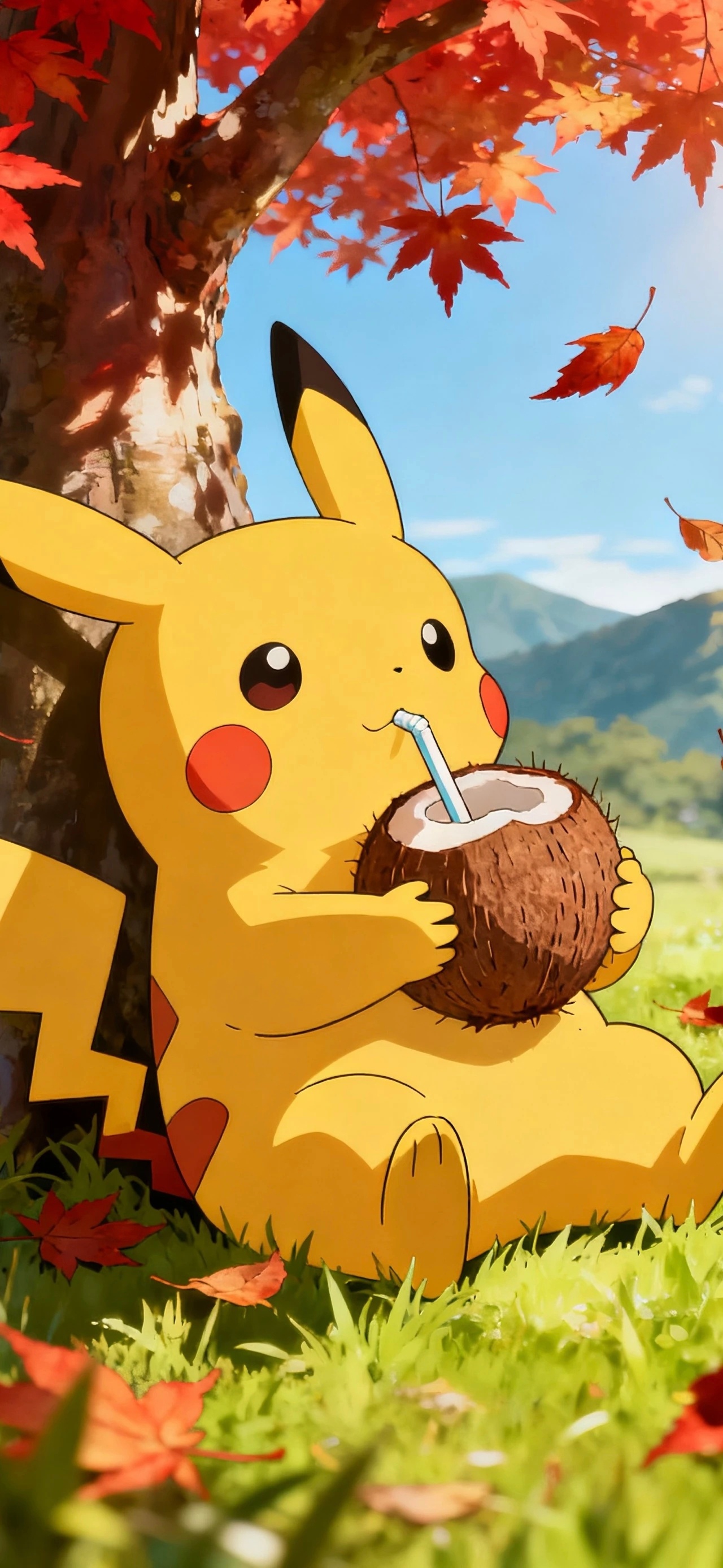 动漫[超话]次元整活好有意思皮卡丘 喝椰汁的皮卡丘宝宝，我也想喝一口阿! ​​​