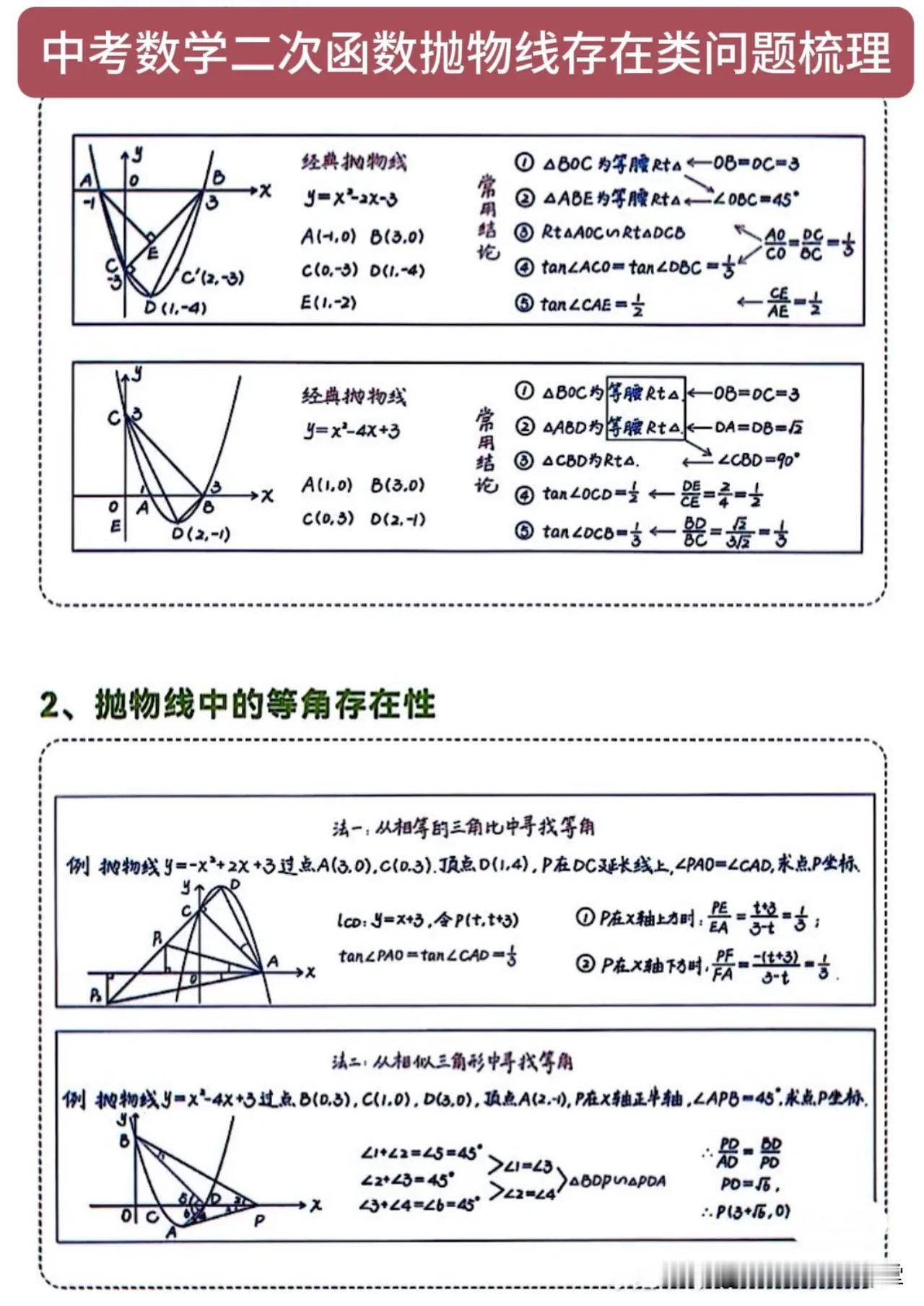 中考数学二次函数抛物线存在类问题梳理