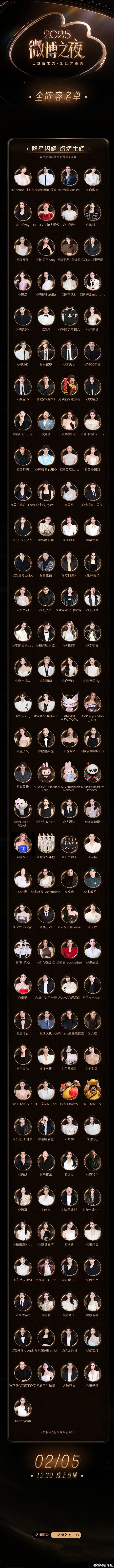 【揭晓！来了】  微博之夜全阵容名单来了↓↓共赴年度星光盛宴，见证精彩现场！你最