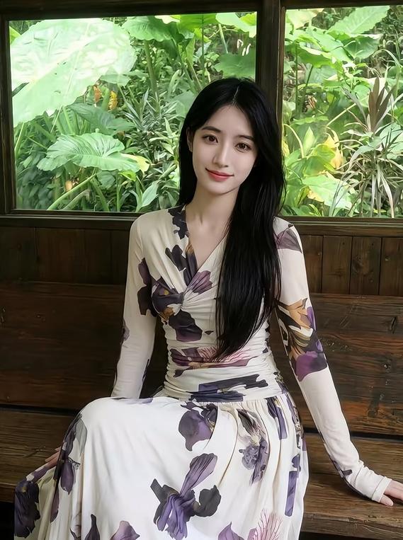 优雅花裙，自然绿意，静享美好时光。