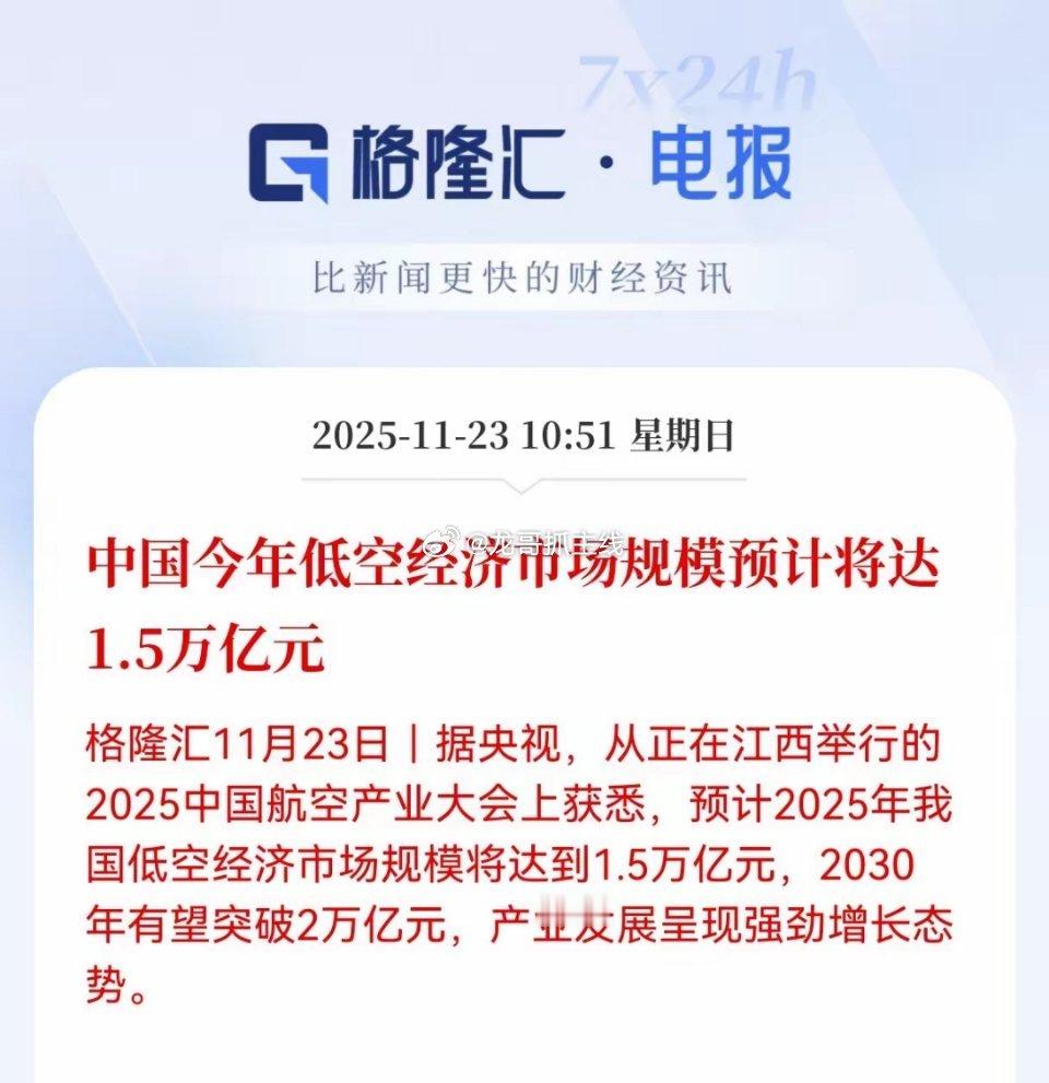 重磅利好！重磅利好！我国低空经济爆发！规模从1.5万亿元有望突破2万亿元，谁会是