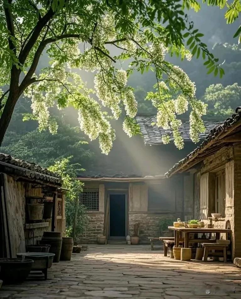 春院

春日闭门花满墙，兼有槐树荫房廊。
安禅何须隐山水，胸中炉火自清凉。