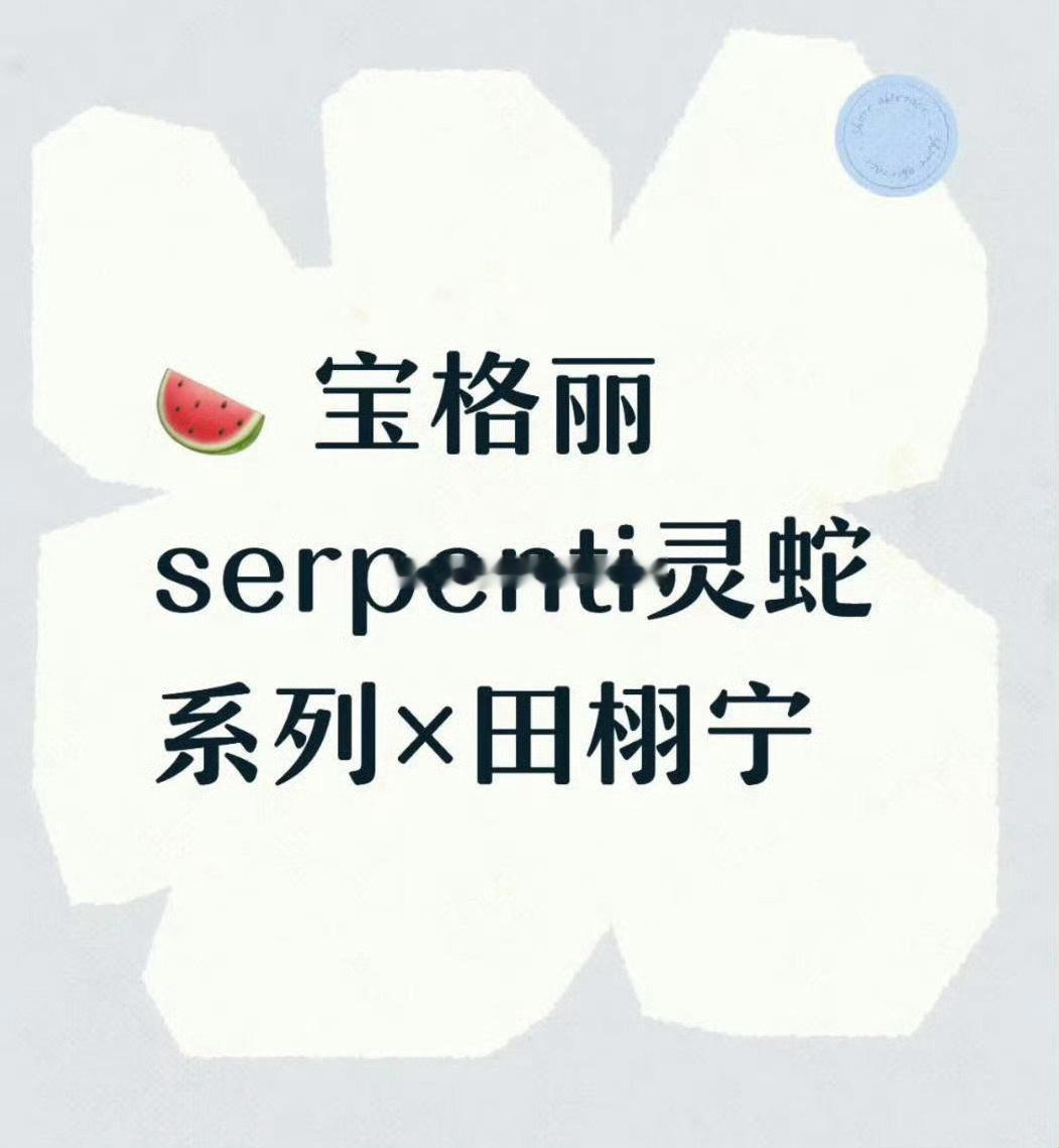 🍉网传田栩宁要合作宝格丽灵蛇系列了？如果是真的，那这商务也太好了[傻眼] ​​