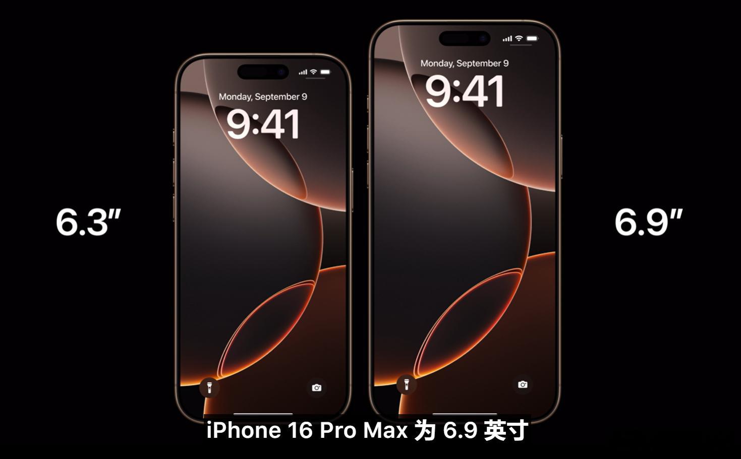 iPhone16Pro和16ProMax 6.3和6.9英寸，边框更窄，新一代超
