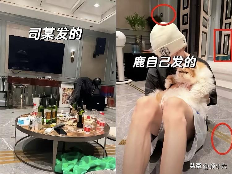 有人翻出司晓迪发的一张客厅照片，跟鹿晗以前晒过的家里那一对比，简直像复制粘贴。