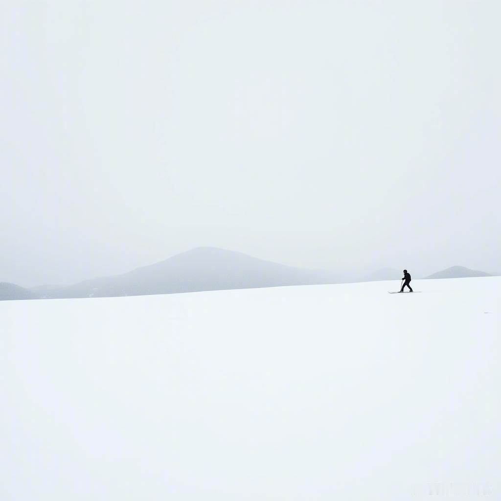 白色的雪地，黑色的滑雪装备，极简之美，宁静的冬日，心灵得到治愈。❄️⛷️  冬雪
