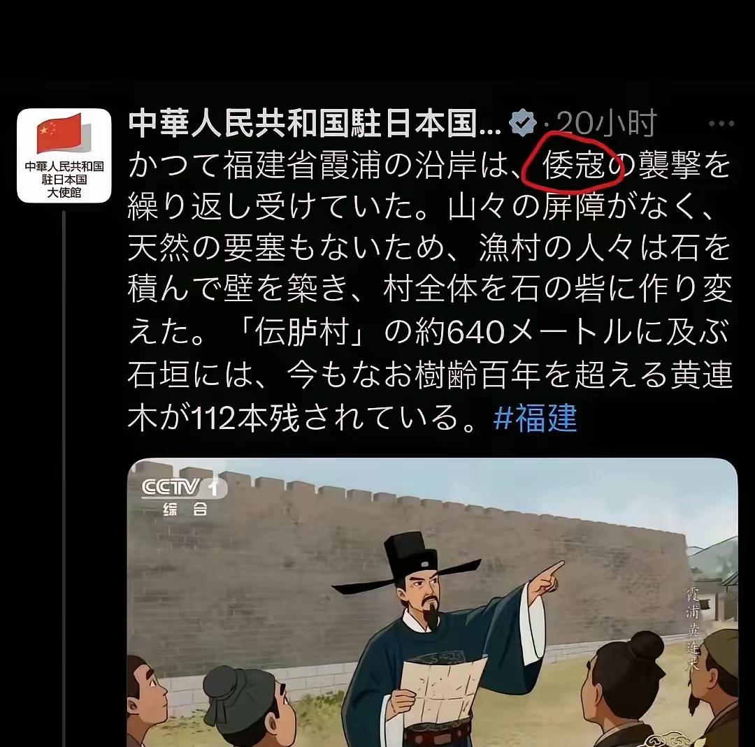 驻日大使馆用日文发“倭寇”这段历史，哪是讲古啊，分明是戳破日本右翼的小心思！几百