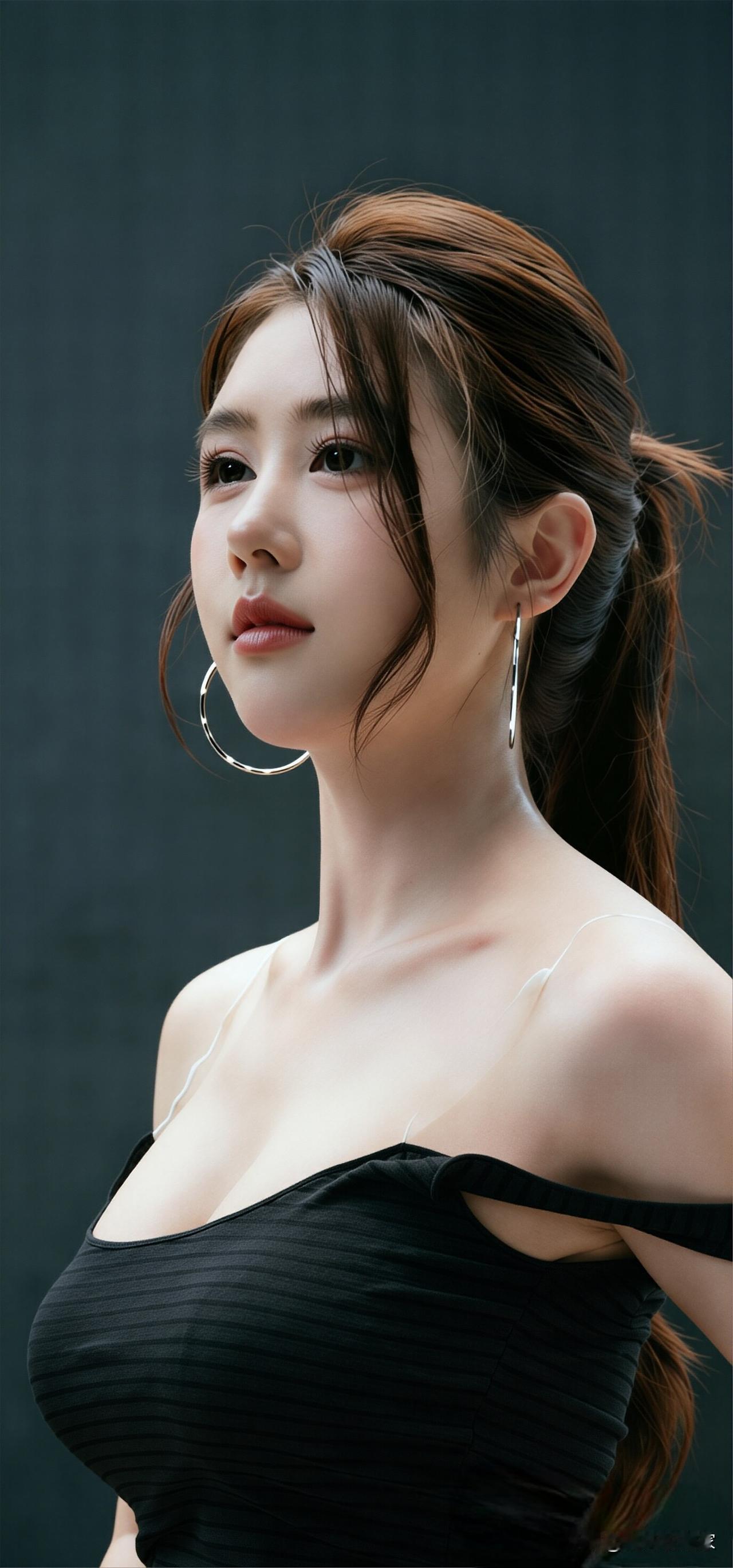 马尾辫美女(九)

浓烈的酒红色发丝化作温柔低双马尾，缕缕长发悠然垂落肩头，热烈
