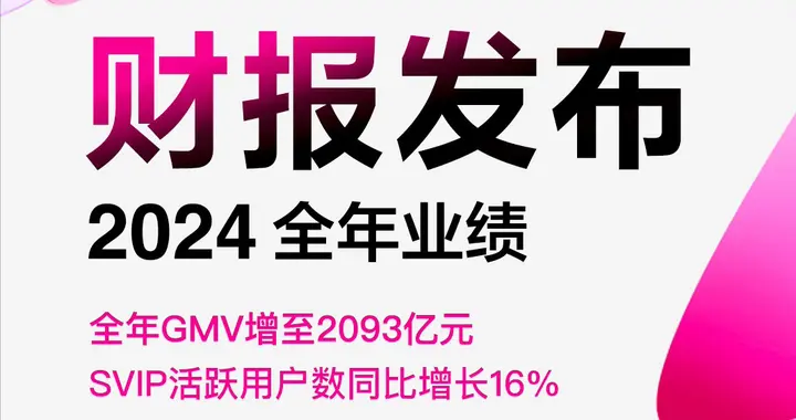 唯品会2024年GMV增至2093亿元，SVIP活跃用户数同比增16%