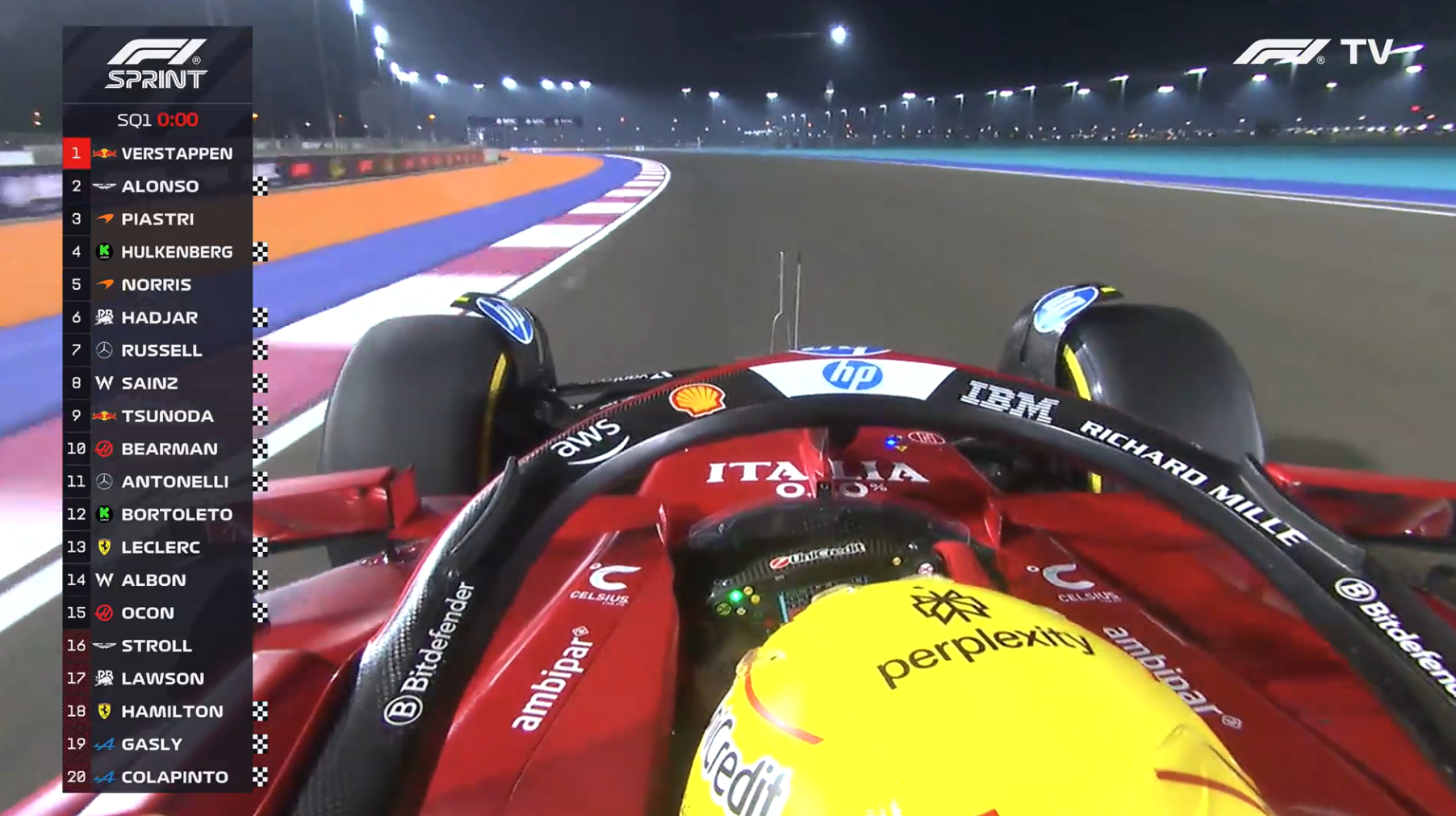 汉密尔顿第18名，赛季第二次在SQ1出局2025f1卡塔尔大奖赛