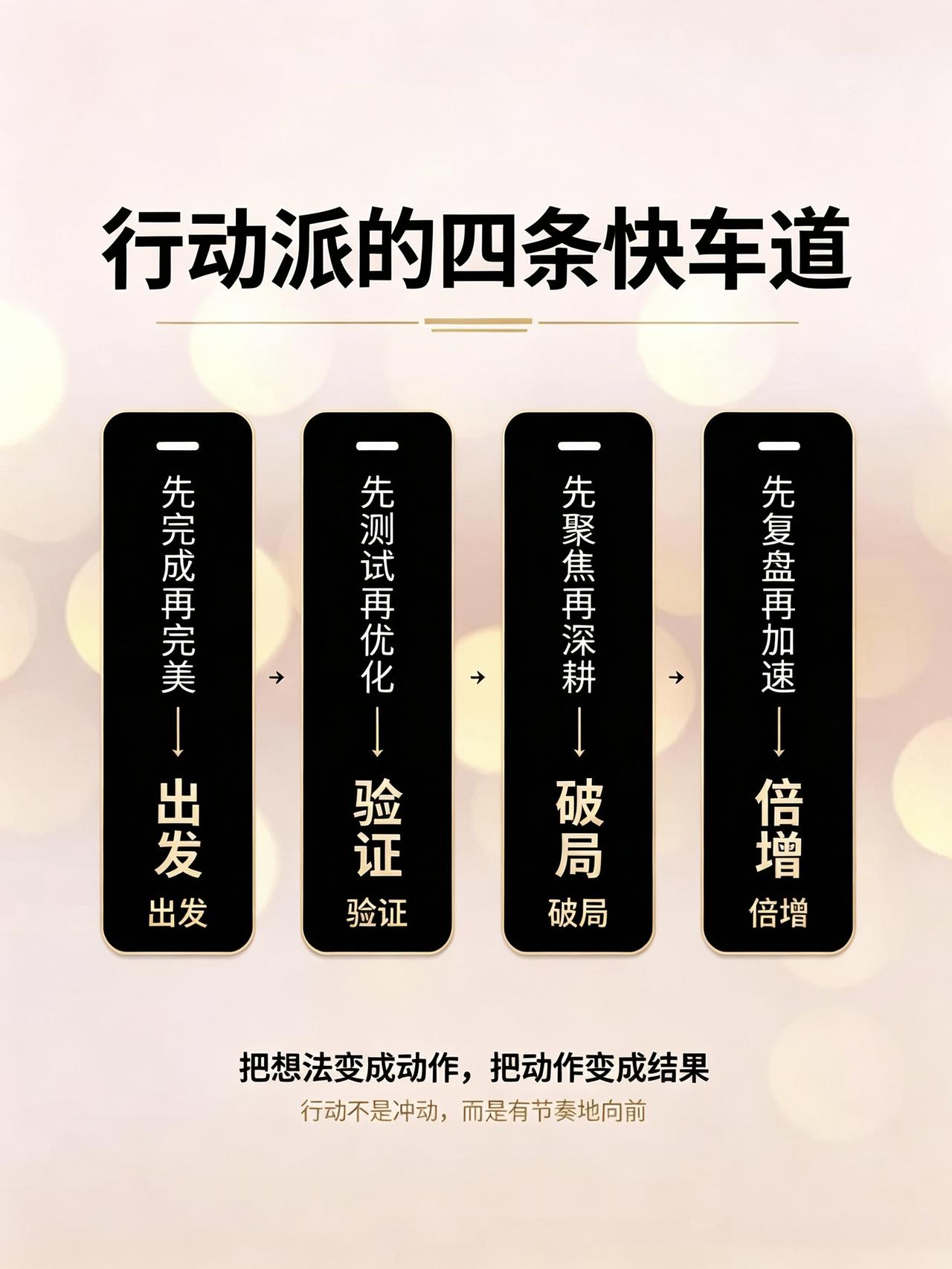 很多人卡在想法阶段迟迟不动，害怕做不好、追求一步到位。真正的行动派有四条快车道：