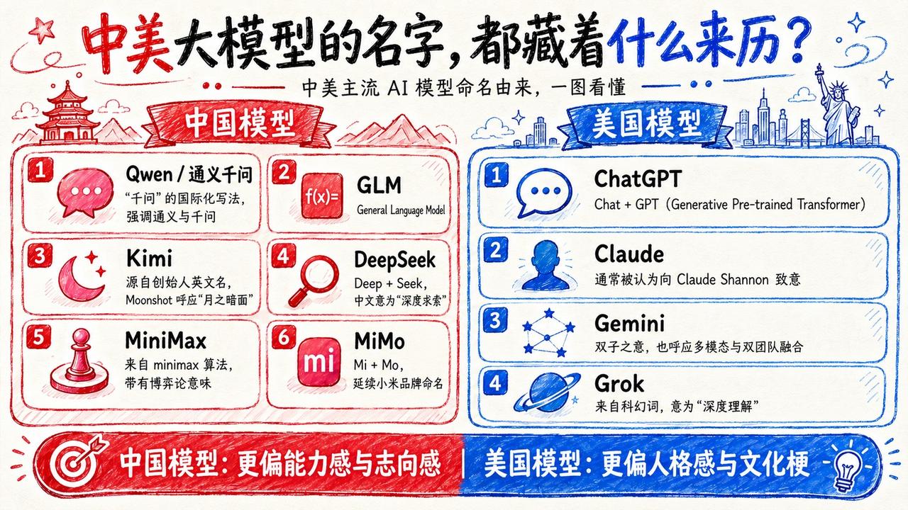你知道中美几个最著名的 AI 大模型名字是怎么起的吗？每个名字背后都藏着它的终极