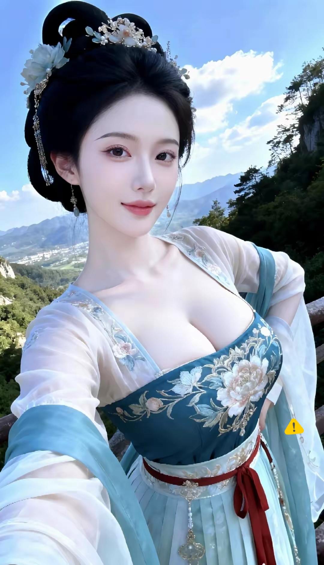 穿越千年的古典美人，在山水间翩翩起舞。