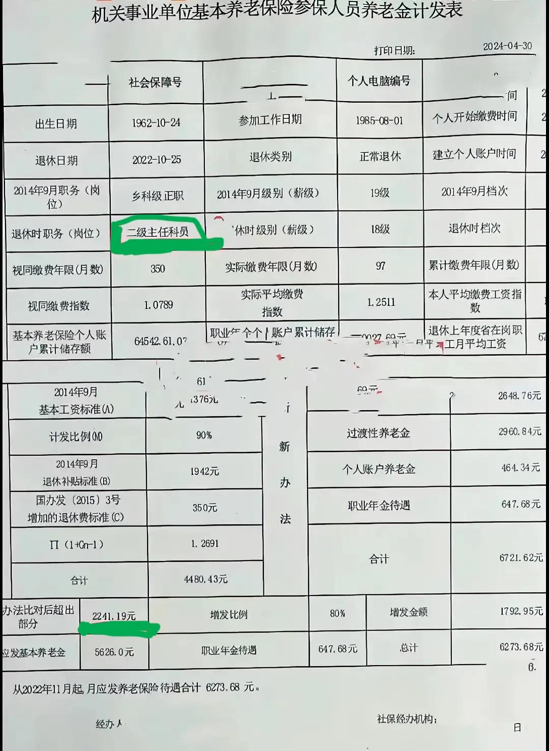 都说机关事业单位退休人员的养老金很高，这一位工龄37年2个月的二级主任科员退休养