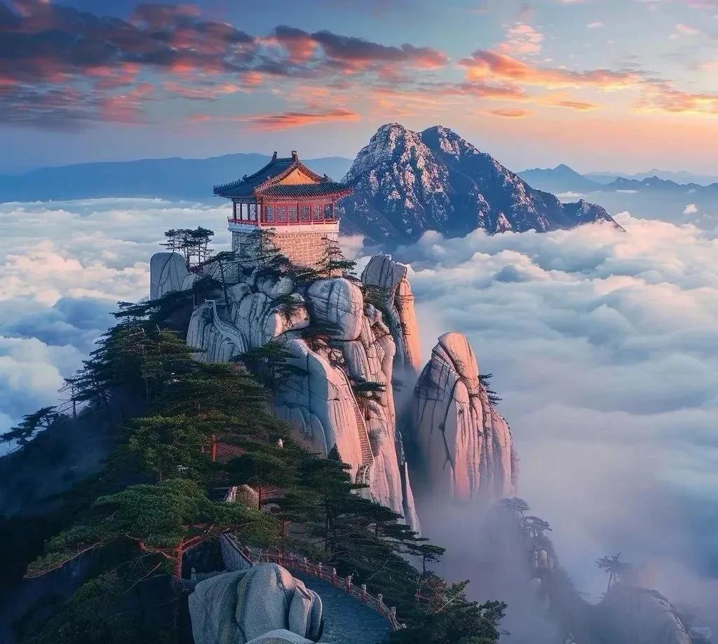 雾笼青山藏秀色，
云拦峭壁耸崎嵩。