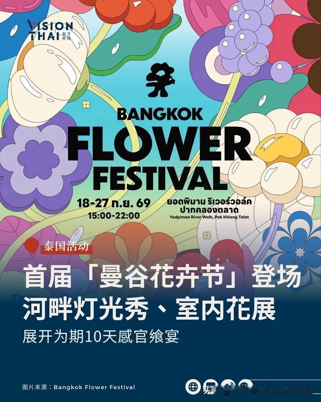 【首届「曼谷花卉节」今登场！为期10天河畔灯光秀、室内花艺展、手作市集都有】
首