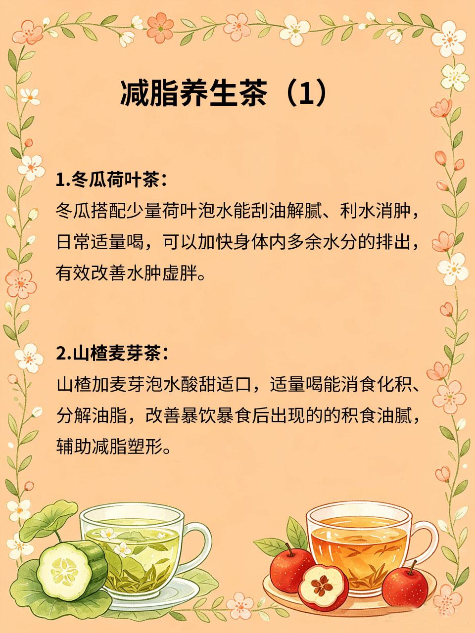 减脂养生茶，食材随处能买到
很多人减脂只靠节食运动，忽略内调代谢。几款平价减脂养