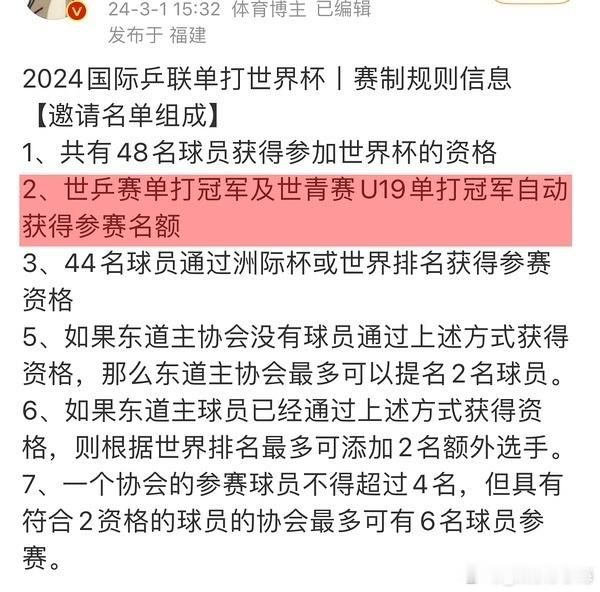 无世界排名无法参加ittf澳门世界杯 历届世锦赛冠军都有世界杯单打名额 今年为了