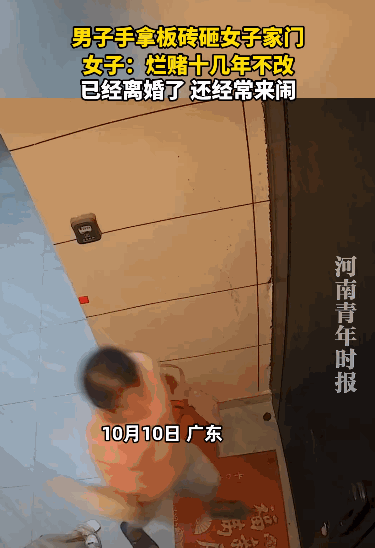 “太缺德了！”10月10日，广东，一男子手拿砖头来到一户人家，不由分说就开始猛砸