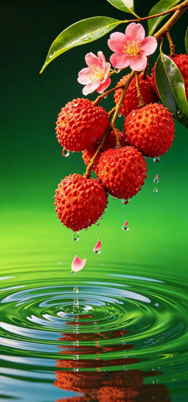 水中花果绿色高清护眼模式壁纸 