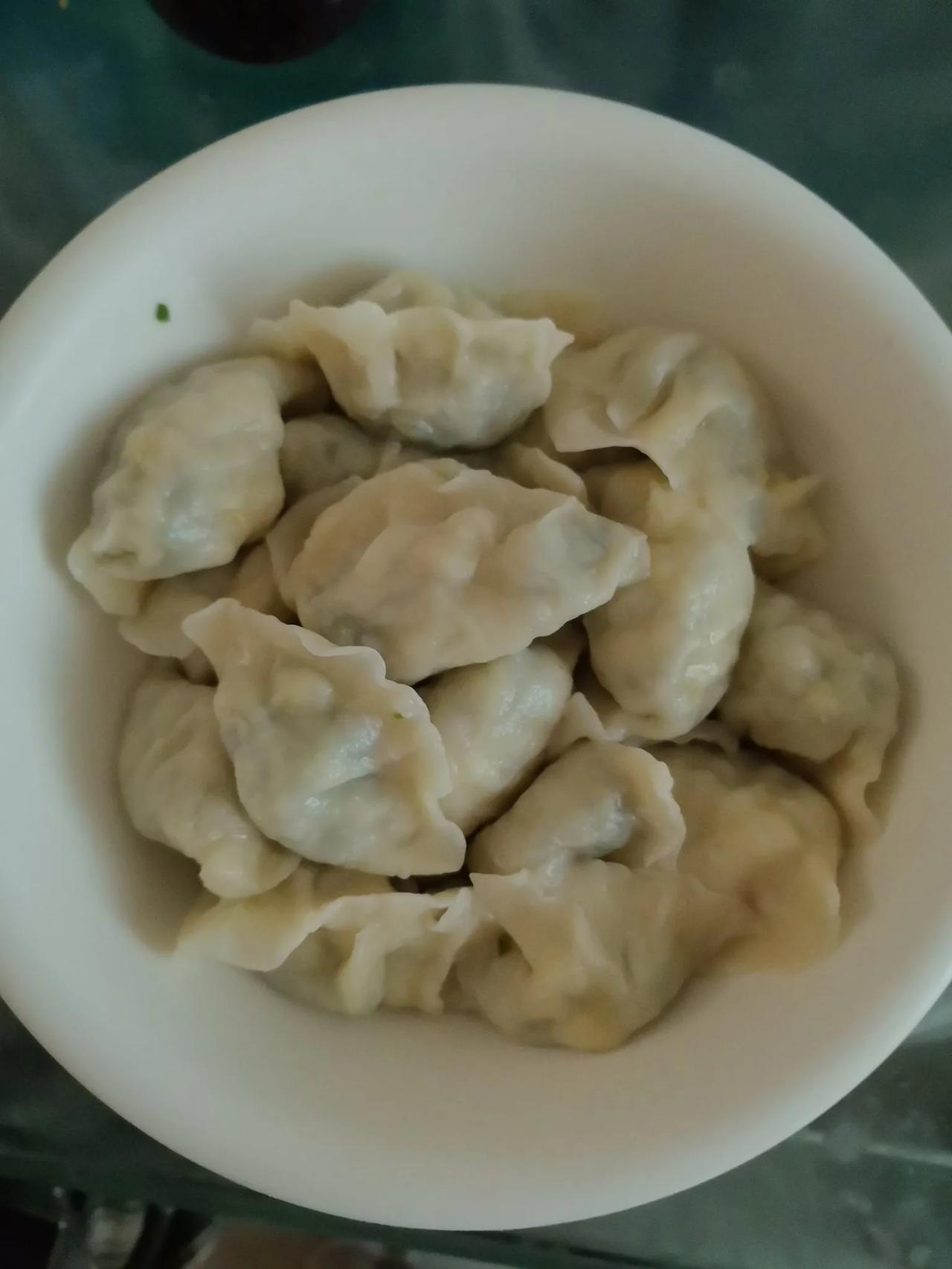 闲来无事，到田间地头挖了点荠菜，包了荠菜鸡蛋🥚粉条馅的饺子🥟。
一碗饺子，一