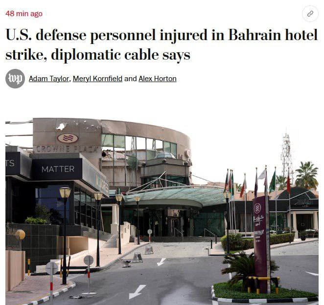 据《华盛顿邮报》援引美国国务院的消息报道，一架伊朗无人机袭击了巴林一家酒店，当时