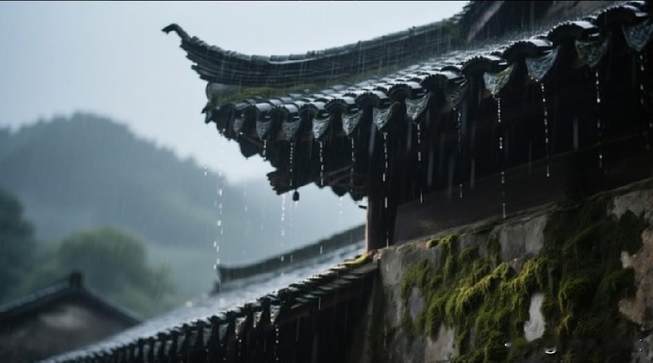 闷热了多日，雨终究按捺不住
纷纷扬扬落了下来
窗玻璃上，水珠连成线
一滴紧追着一