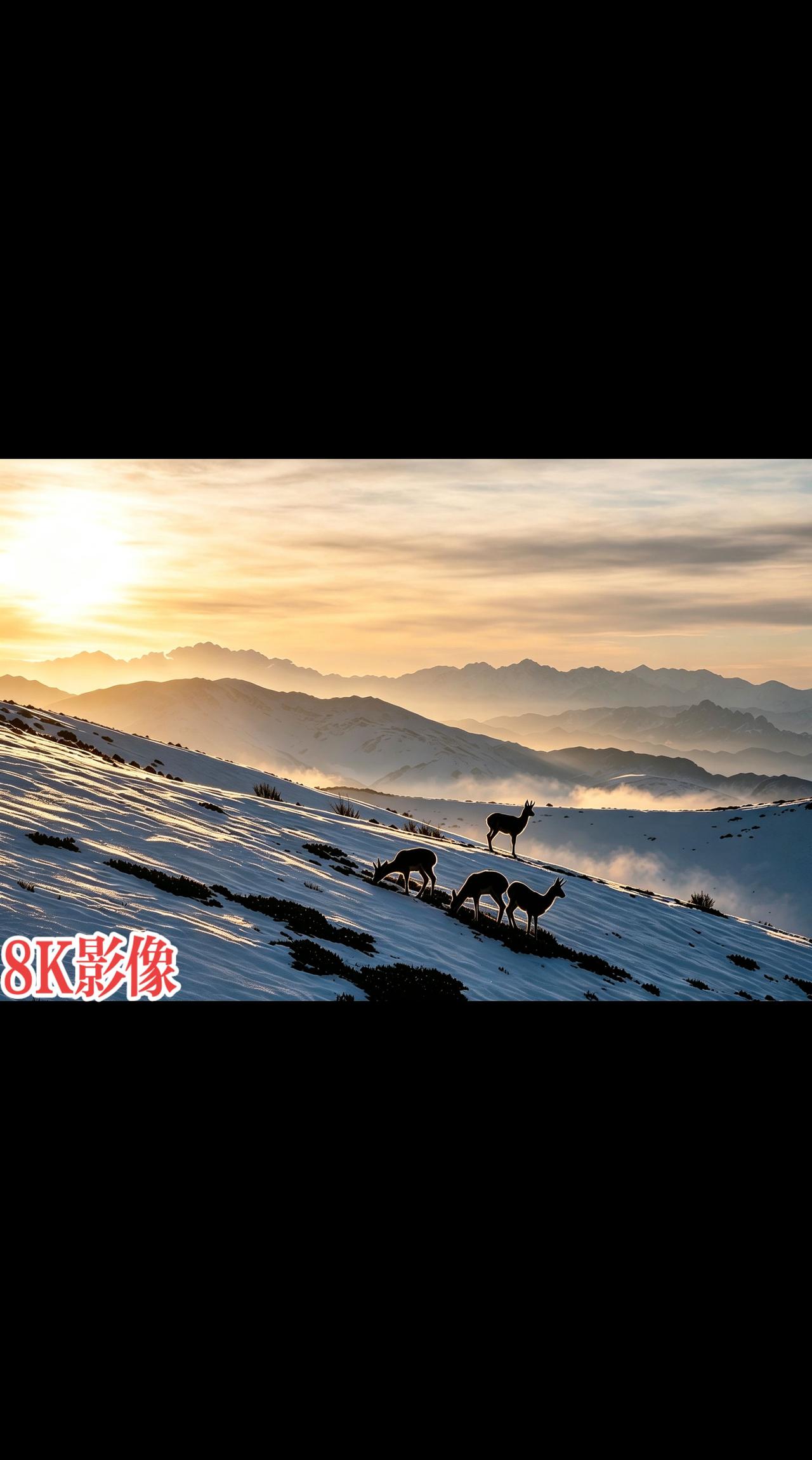 清晨的祁连山，层峦叠嶂，光影交错，藏原羚在沐浴在晨光里，悠闲自在……

祁连山国