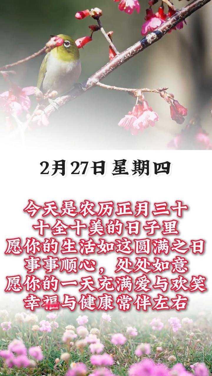 今天是农历正月三十，十全十美的日子里，愿你的生活如这圆满之日，事事顺心，处处如意