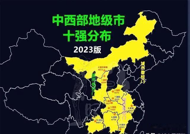 2023年，中西部10强地级市GDP和增速

1、陕西榆林，6544亿元，12.