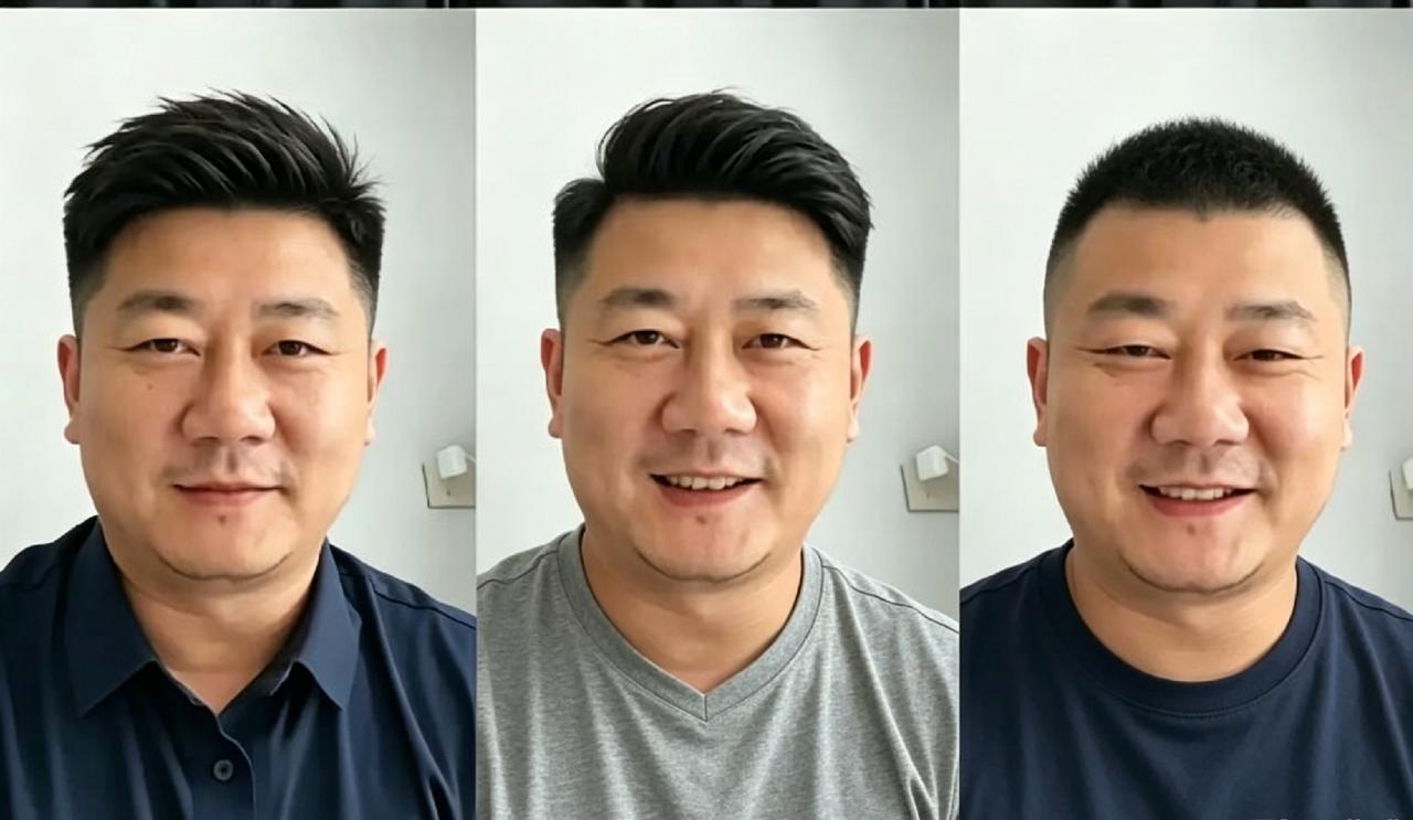 换来换去还是觉得剪第三种发型最舒服，53岁的年纪了还是觉得剪一个平头短发最舒服最