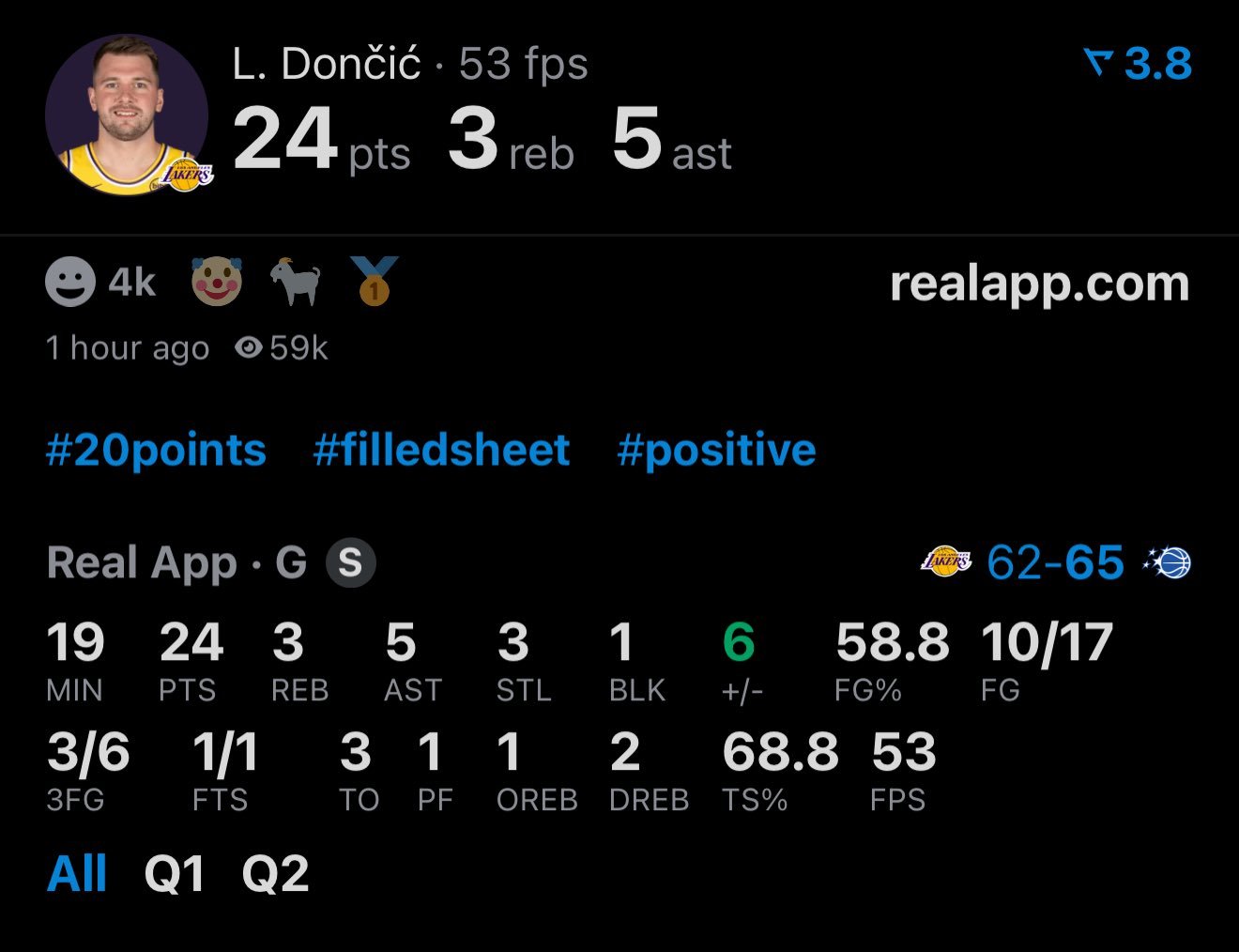 东契奇过去10节比赛124分湖人vs魔术NBA