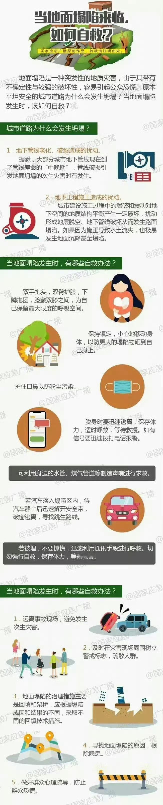 警官说法 张警官分享 【遇路面坍塌如何自救？】当地面塌陷发生时，该如何自救？戳图