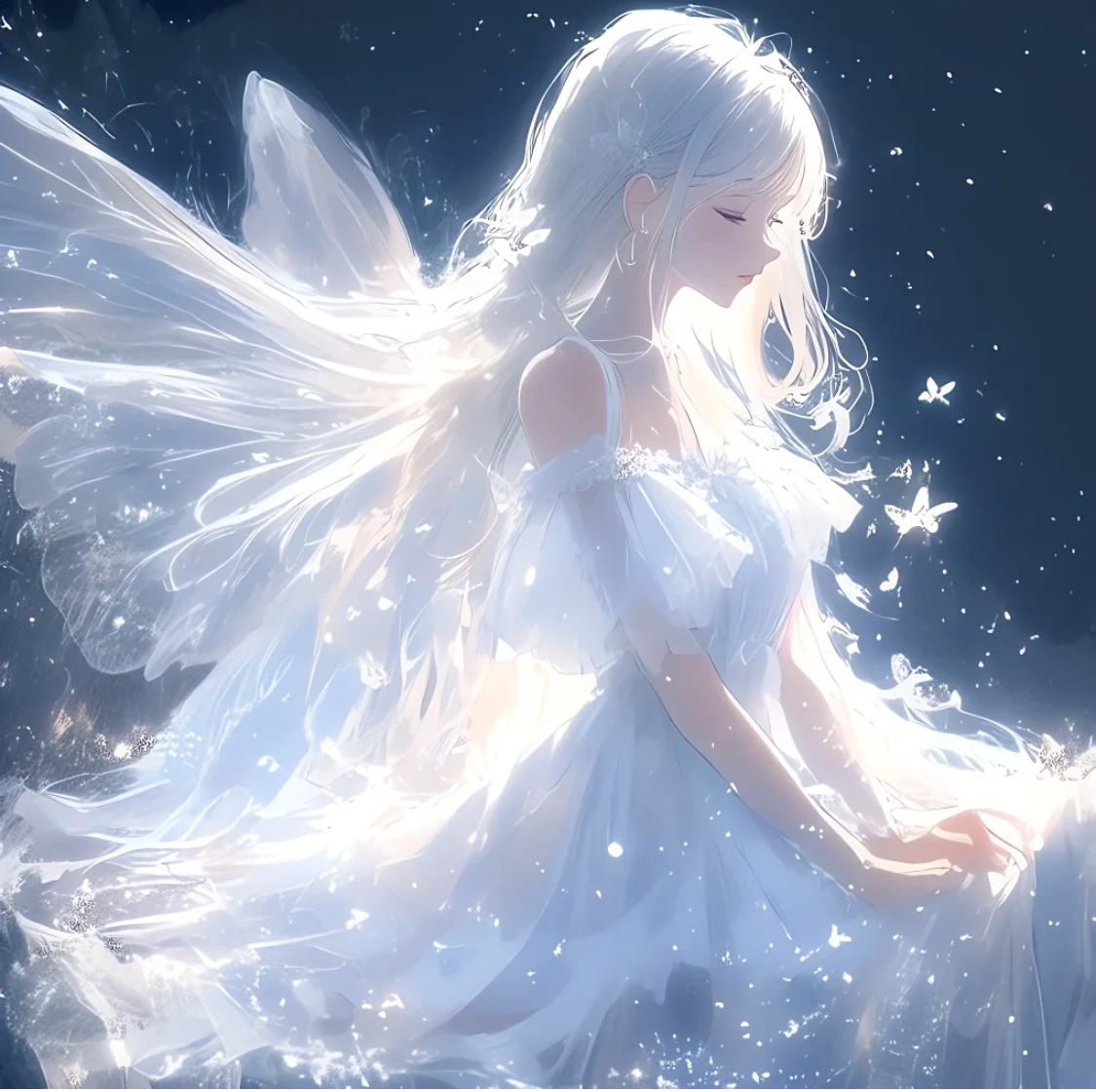 国风头像🦋白月光蝴蝶意境女头 ​​​