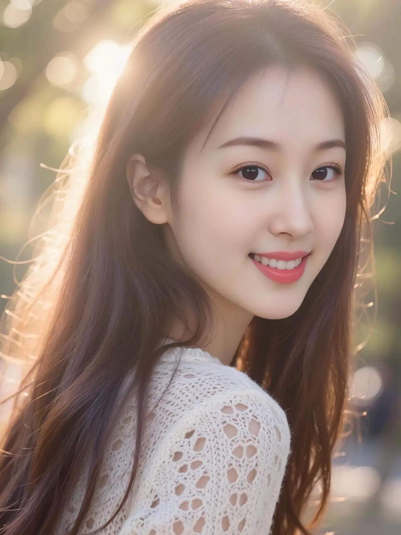 阳光下的甜美笑容，温柔如水，少女心满满！🌞💕🌴