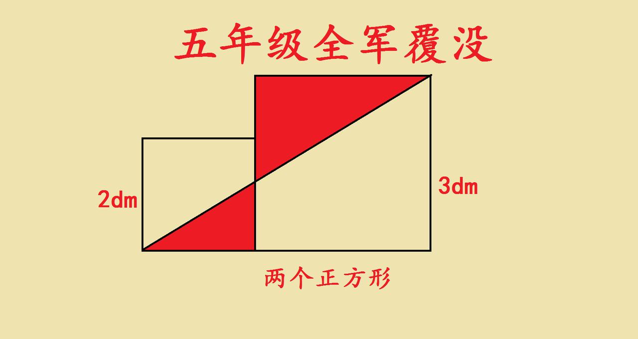 巧求组合图形阴影面积，五年级几何思维拆解
 
遇到两个边长为2分米和3分米的正方