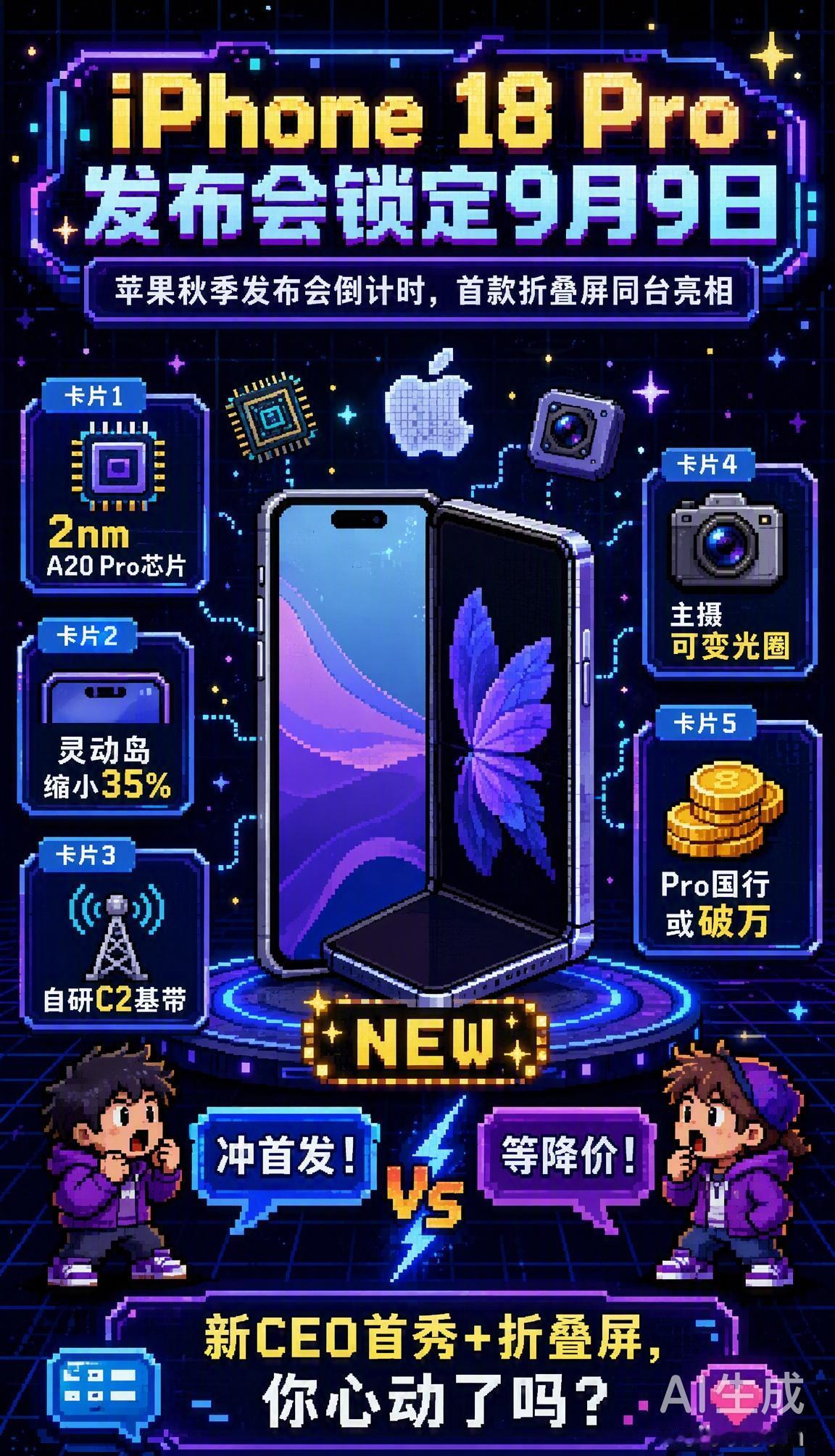 据彭博社古尔曼等多方消息，苹果秋季发布会基本锁定9月9日（周三），因为9月7日是
