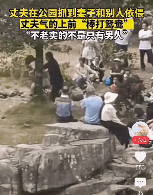 这个男人真是“稳准狠”，知道苍蝇不叮无缝的蛋。真是解气了。

公园里的这一幕，现
