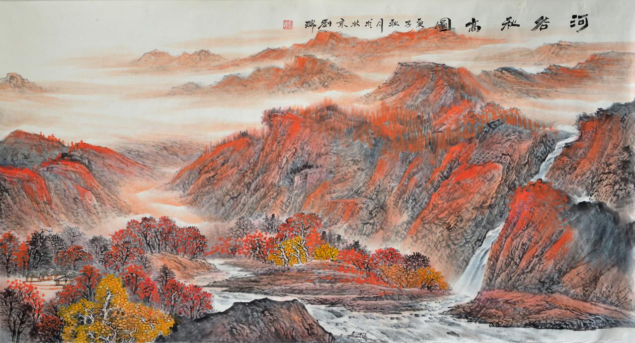 刘瑞先生的国画山水作品，笔触细腻，墨色灵动，展现了大自然的壮丽与宁静。画面中山峦