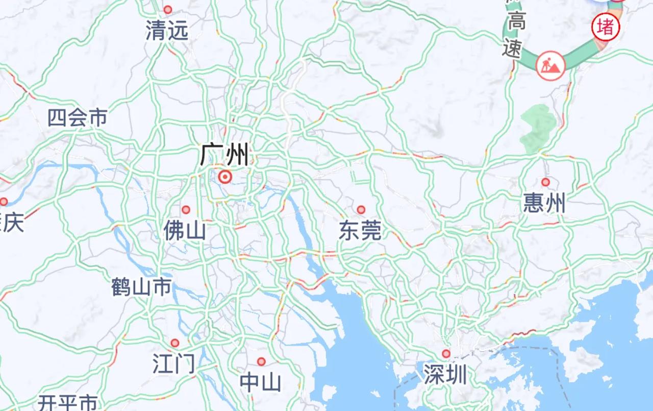 国庆这才2号，返程高峰期已经开始了[捂脸]回广州方向各条高速都开始拥堵了……