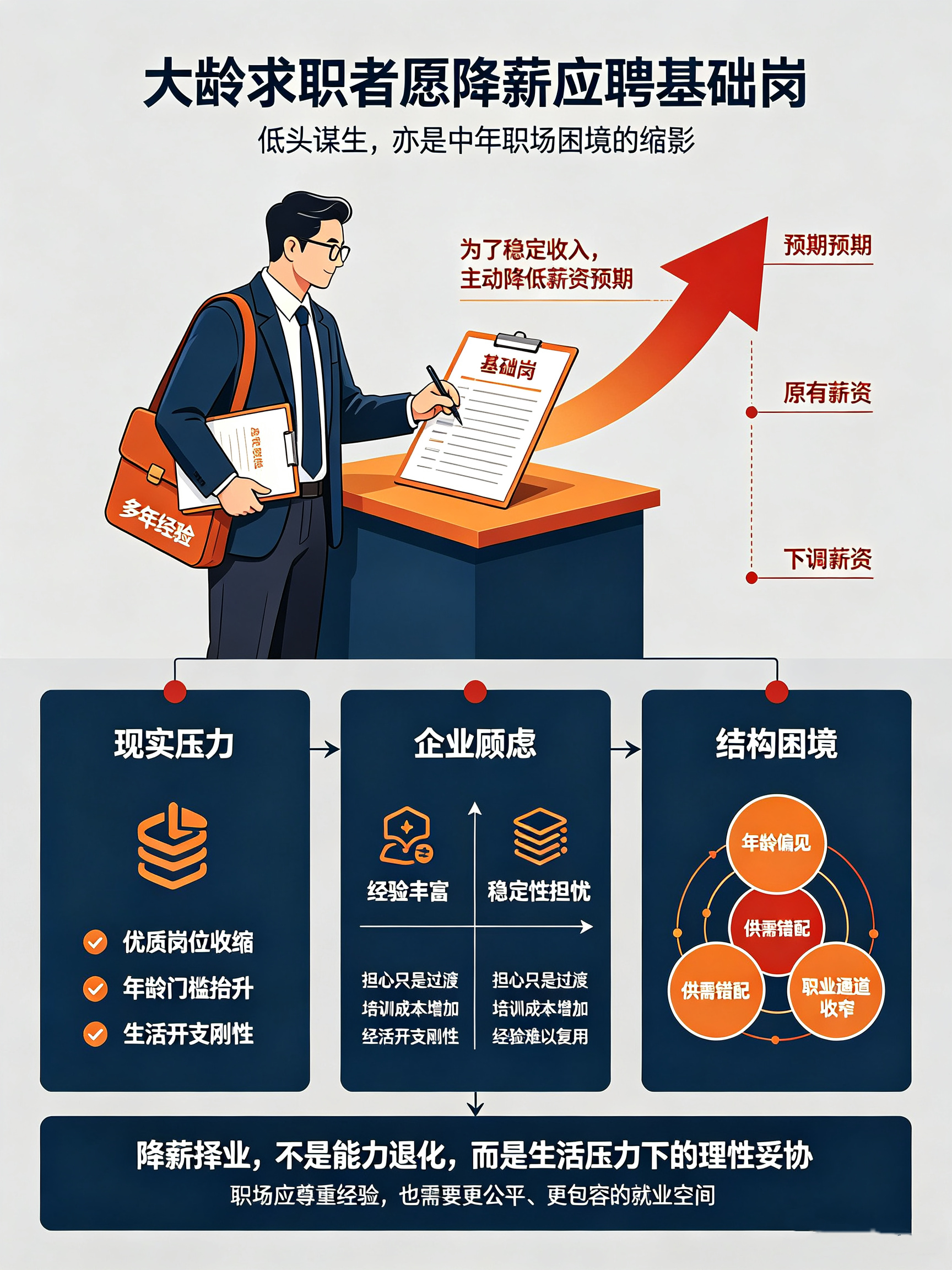 大龄求职者愿降薪应聘基础岗情感热点创作激励计划当下就业市场中，越来越多大龄求职者