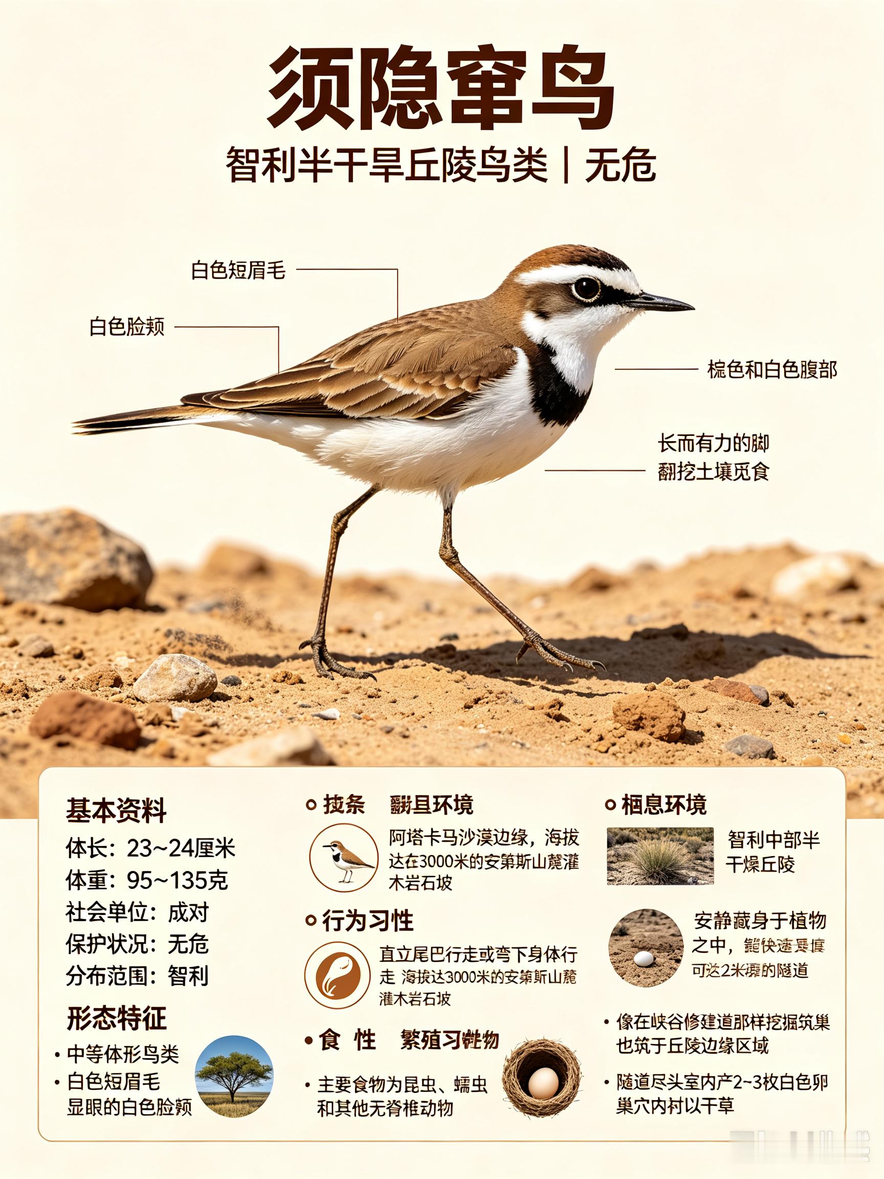 鸟类朋友图鉴 须隐窜鸟体长：23~24 厘米体重：95~135 克社会单位：成对