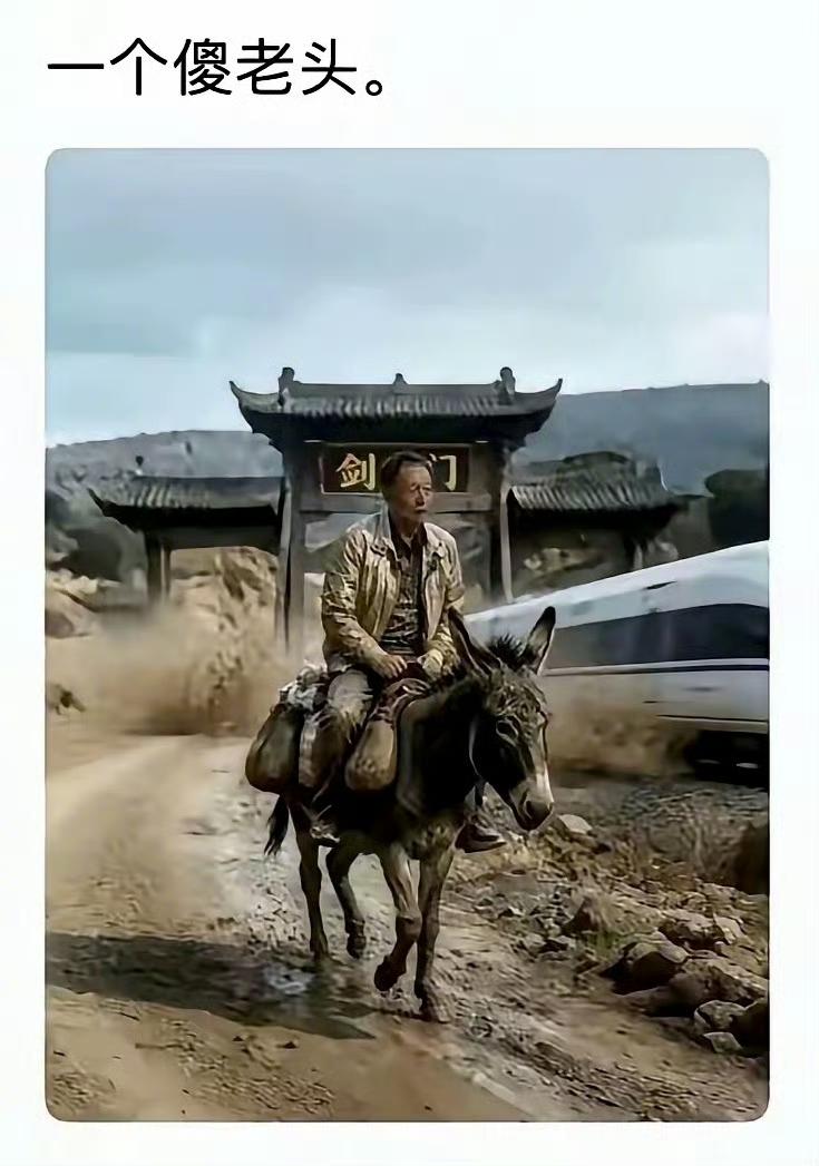 哈哈哈哈哈，这个老头儿，特别像易中天，骑驴游剑门，非常有诗意！ ​​​