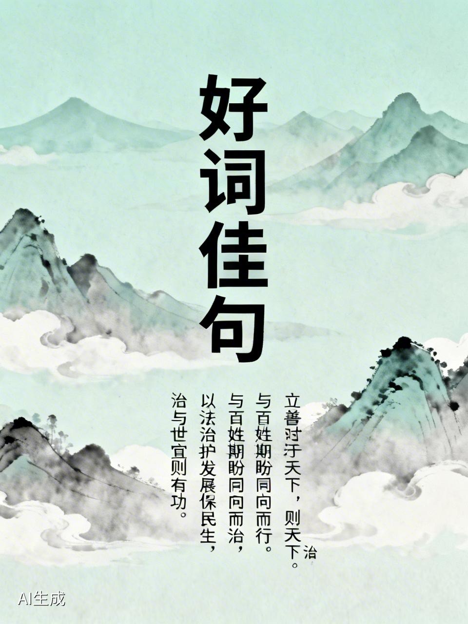 秘书写材料用得着的好词佳句。
立善法于天下，则天下治。
以法治护发展保民生，与百