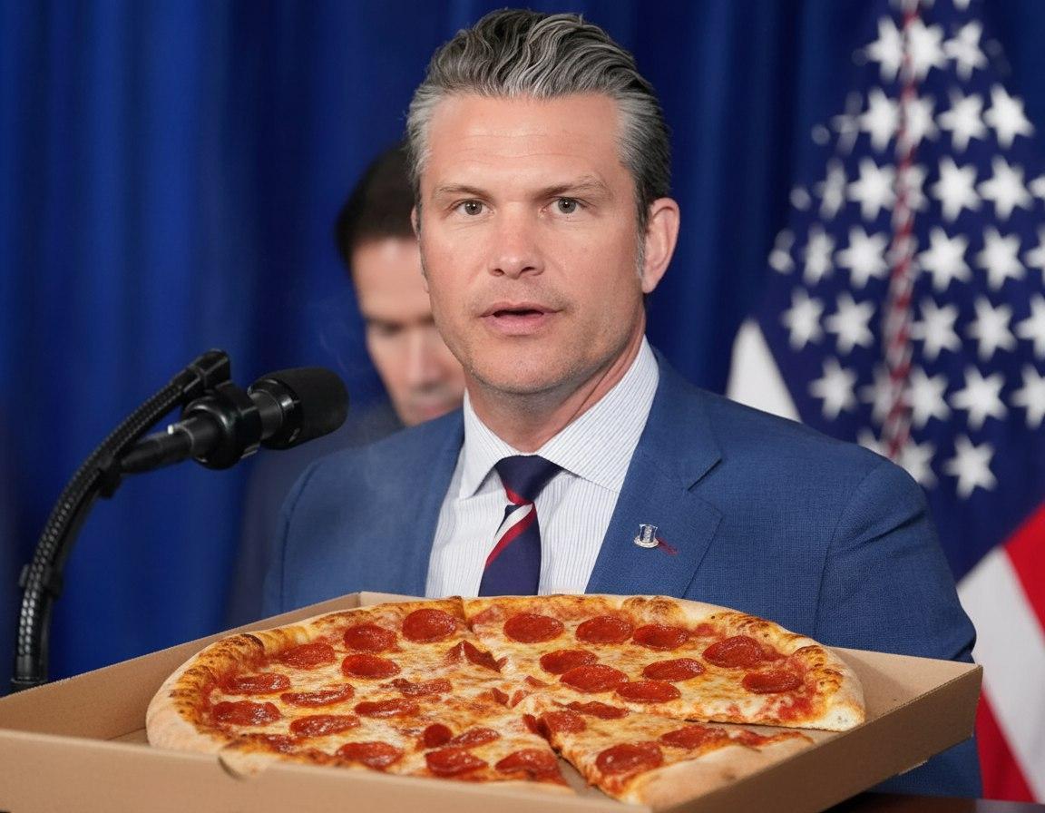 新闻快讯——国防部长皮特·赫格塞思就近日疯传的‘五角大楼披萨报告’开了个玩笑。该